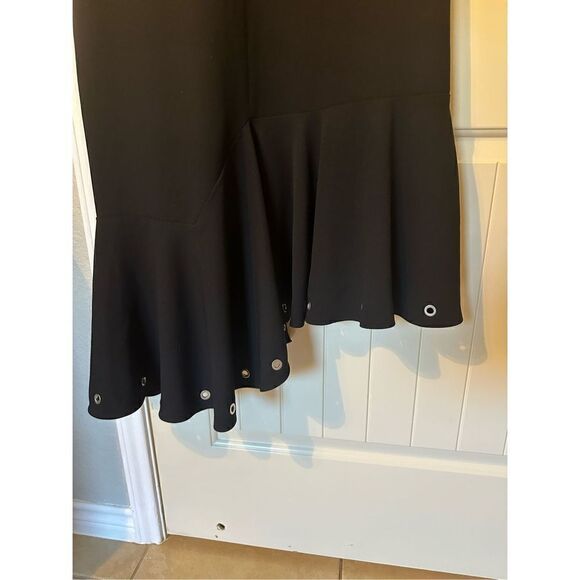 Le Ciel Bleu Black V-Neck Keyhole Asymmetrical Midi Dress - Size 36 / S - Picture 7 of 12